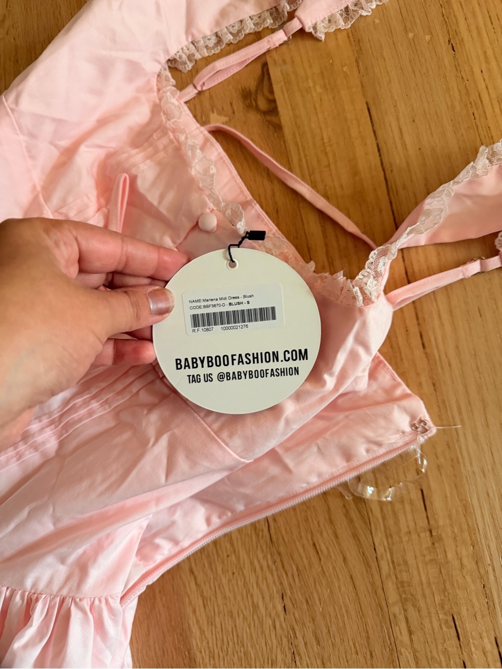 Pale Pink Midi Corset Tea Dress with Delicate Straps - Picture 4 of 5